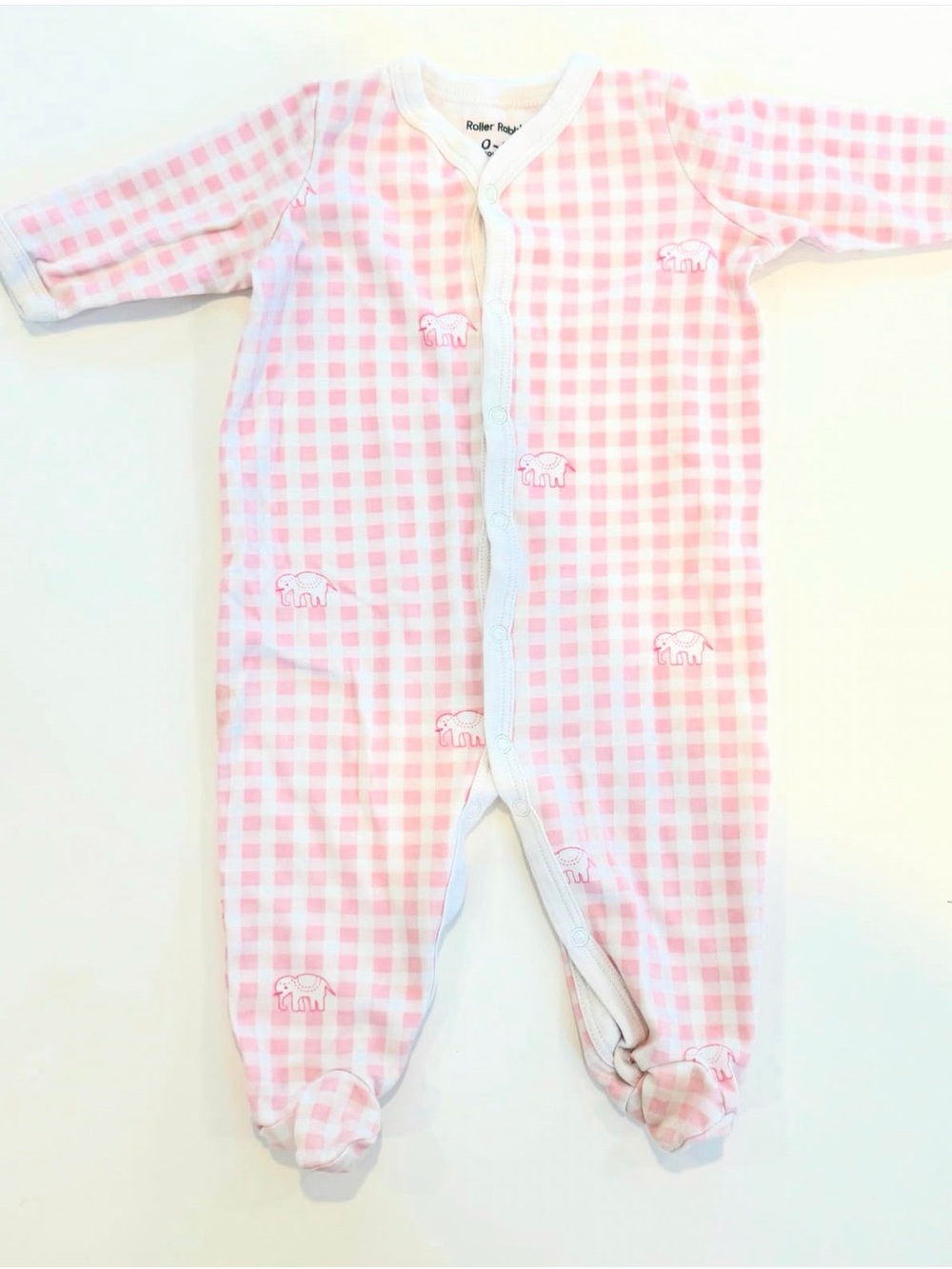 Roller Rabbit Pink Gingham One-Piece Footed Pajamas